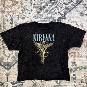 NIRVANA Crop Black Tee